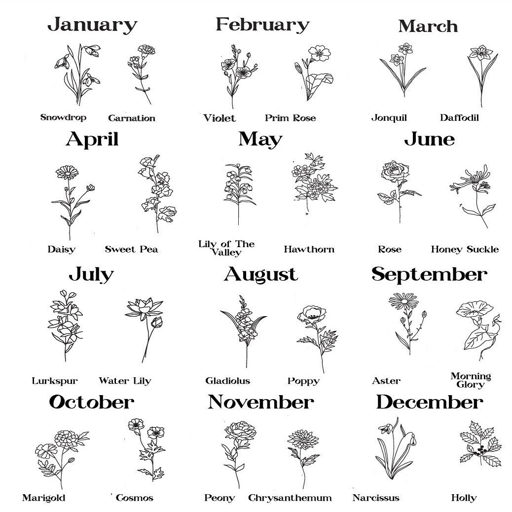 Birth Flower Necklace Floral Name Square Metal Silver Pendant Sister Gift Bridesmaid Gift Mom Gift Bestie Gift Handmade Personalized Custom