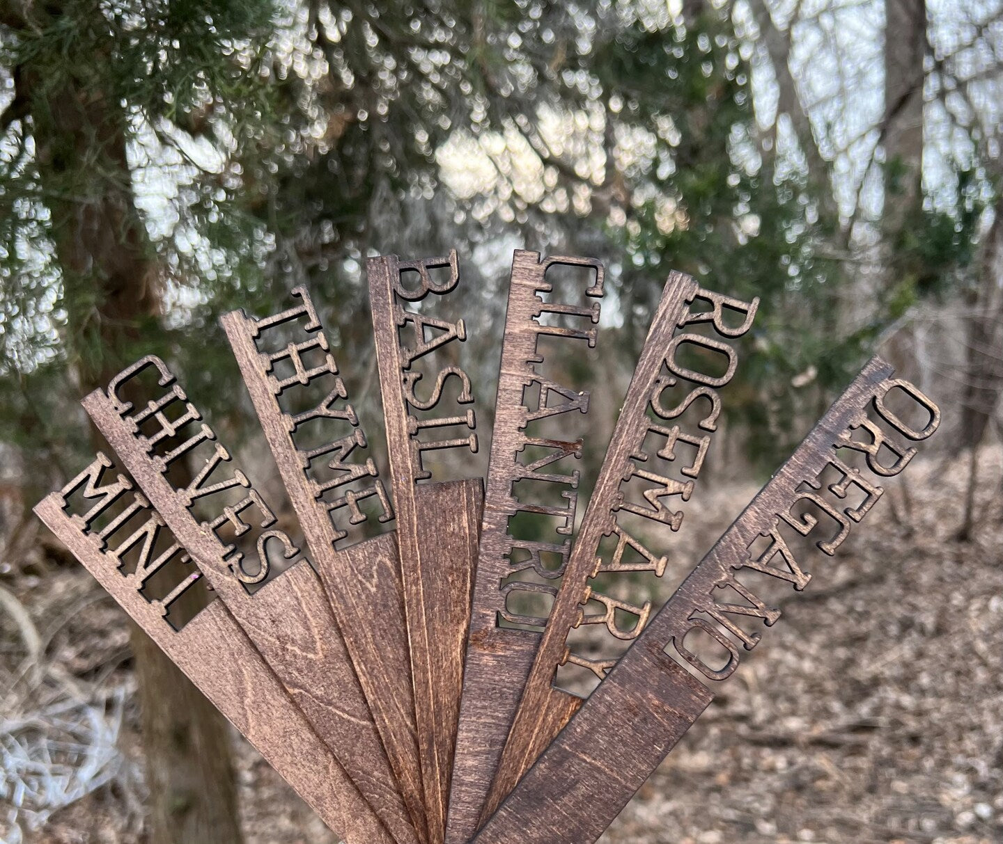 Wood Herb Garden Stakes Plant Stakes Garden Décor Mothers Day Gift Boho Rustic Farmhouse
