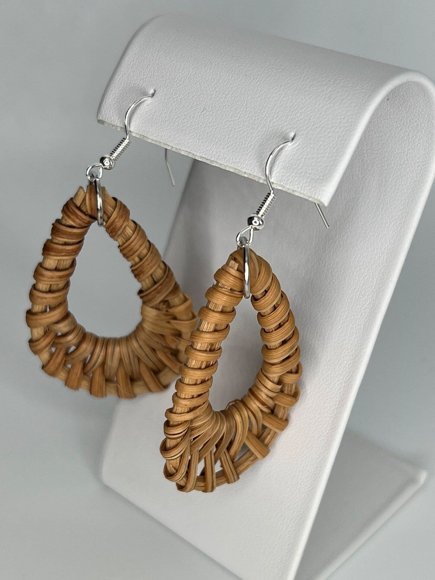 Basket Weave Wicker Rattan Earring Boho Hippie Brown Dangle Swing Beach Earrings Summer Handmade Natural