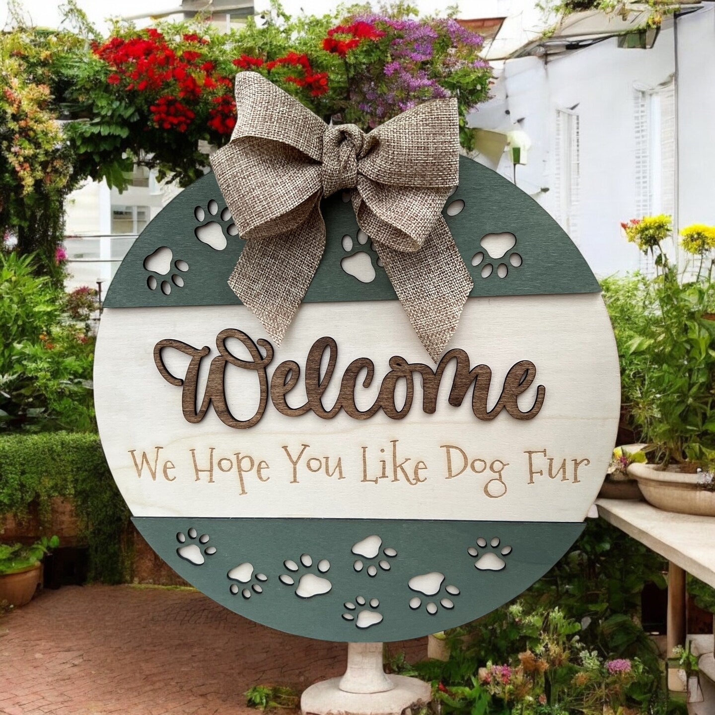 Welcome We Hope You Like Dog Fur Cat Fur Pet Fur Wood Door Sign Wall Sign Paws Custom Puppy Kitty Handmade