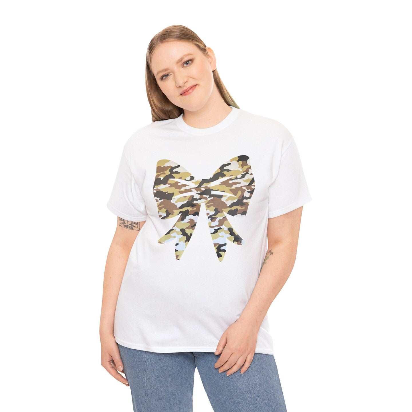 Military Crew Neck Sweatshirt T-Shirt Coquette Bow Hunting Camo Camouflage Mossy Oak Custom