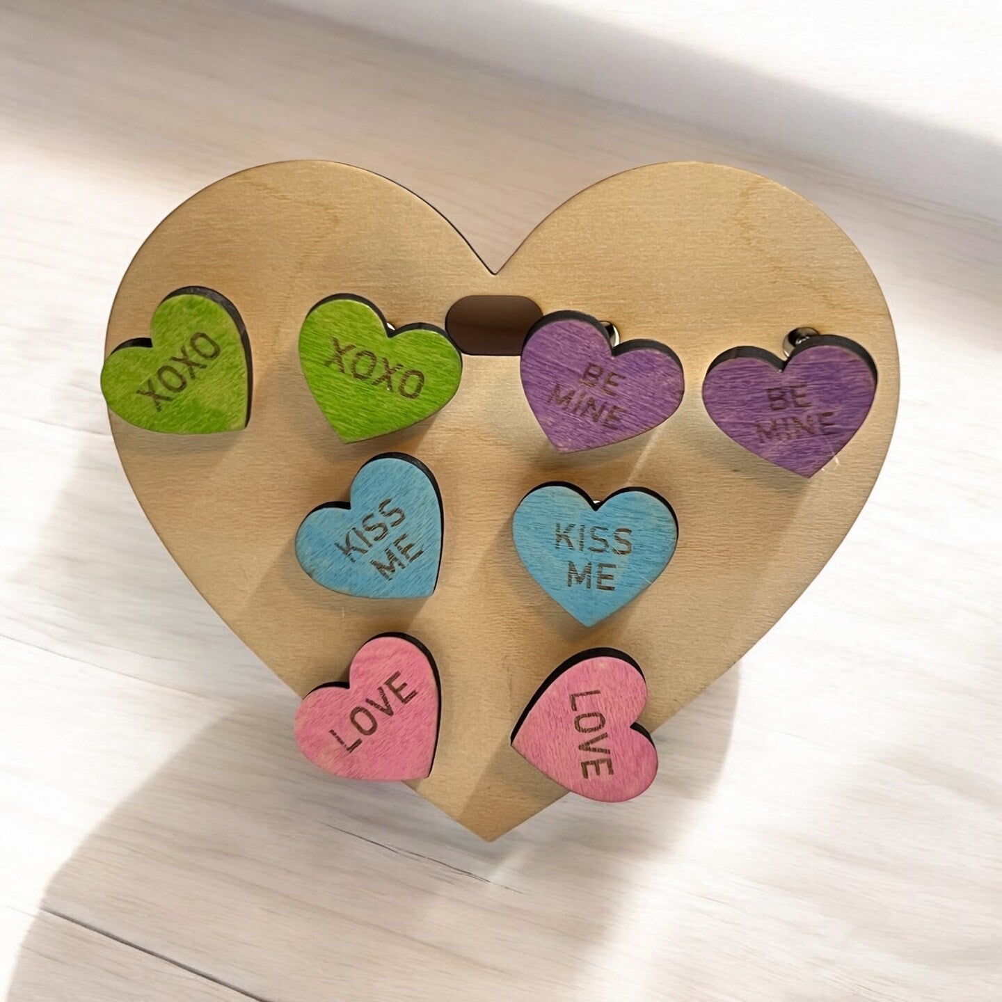 Sweet Heart Earrings Candy Valentine's Day Conversation Wood Stud Earring Set Valentine Gift