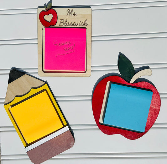 Teacher Wood Sticky Note Holder Counselor Educator Gift Desk Note Pad Personalized