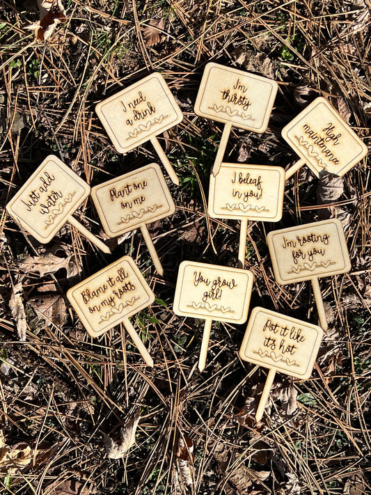 Plant Flower Garden Wood Stake Sign Funny Humorous Mothers Day Gift Spring Decor