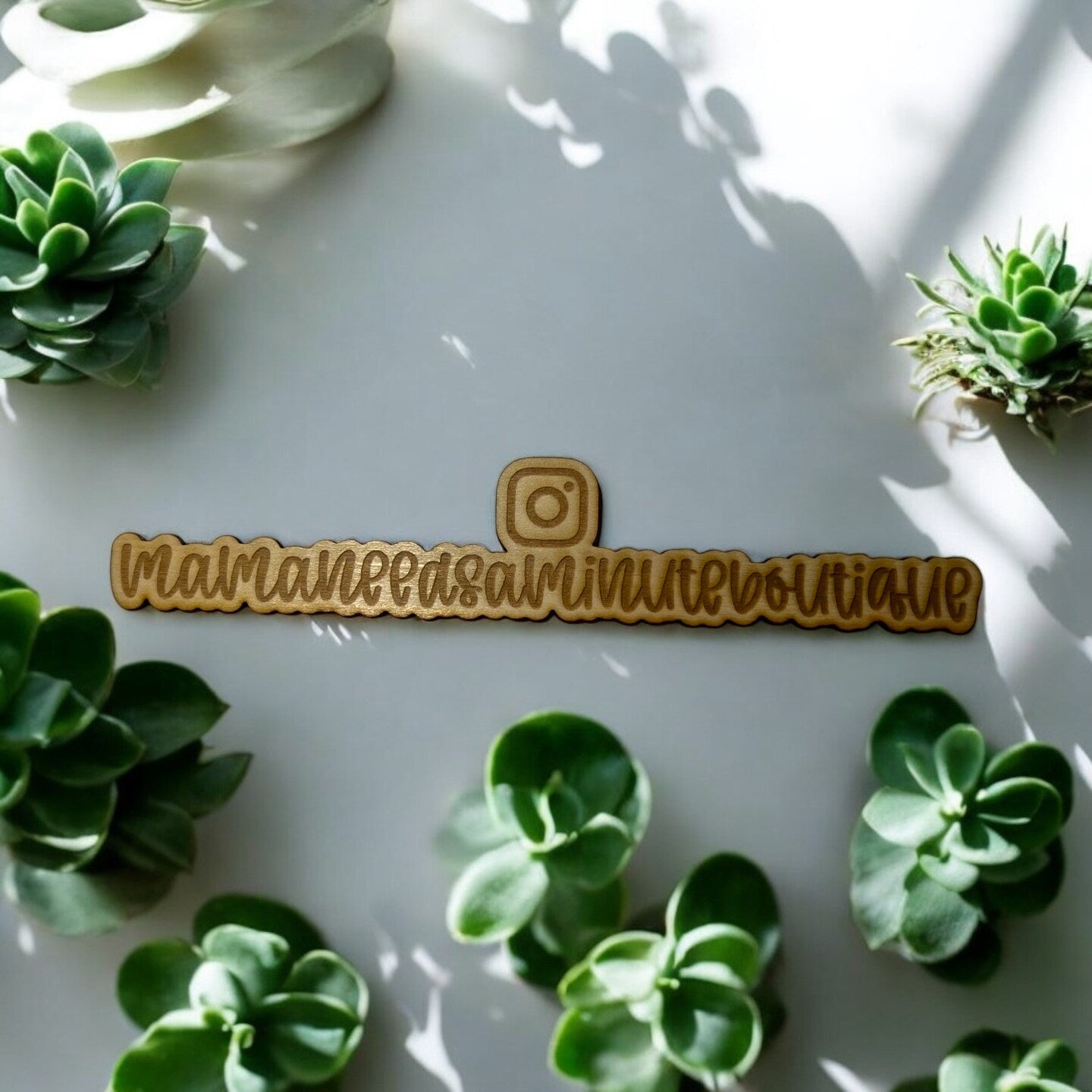 Engraved Social Media Handle Nameplate Personalized Marketing Sign Physical Watermark Social Media Sign Small Business Logo Wood Acrylic