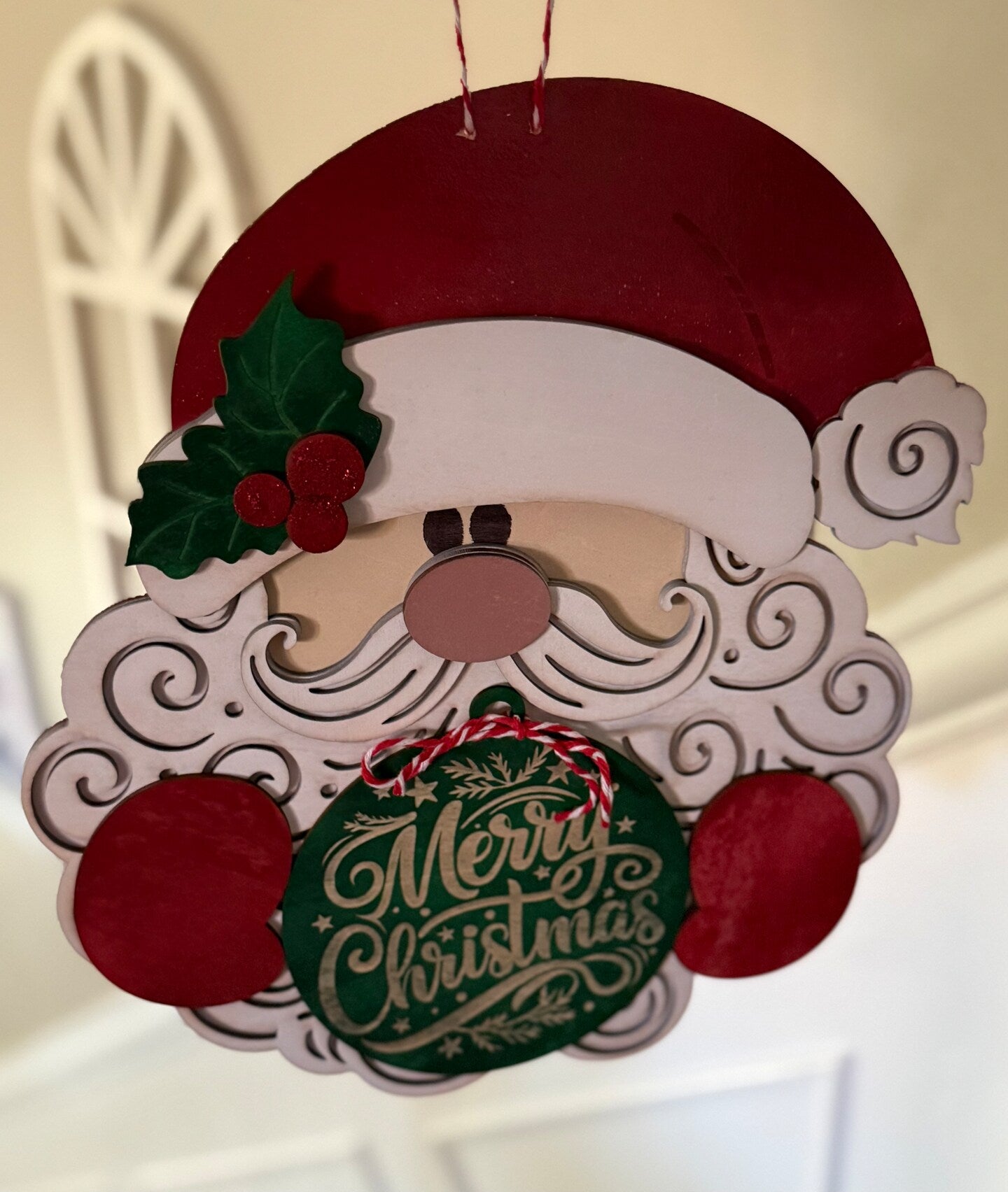 Santa Claus Wood Welcome Sign Merry Christmas Holiday Wall Sign Decor Saint Nicholas Handmade Personalized