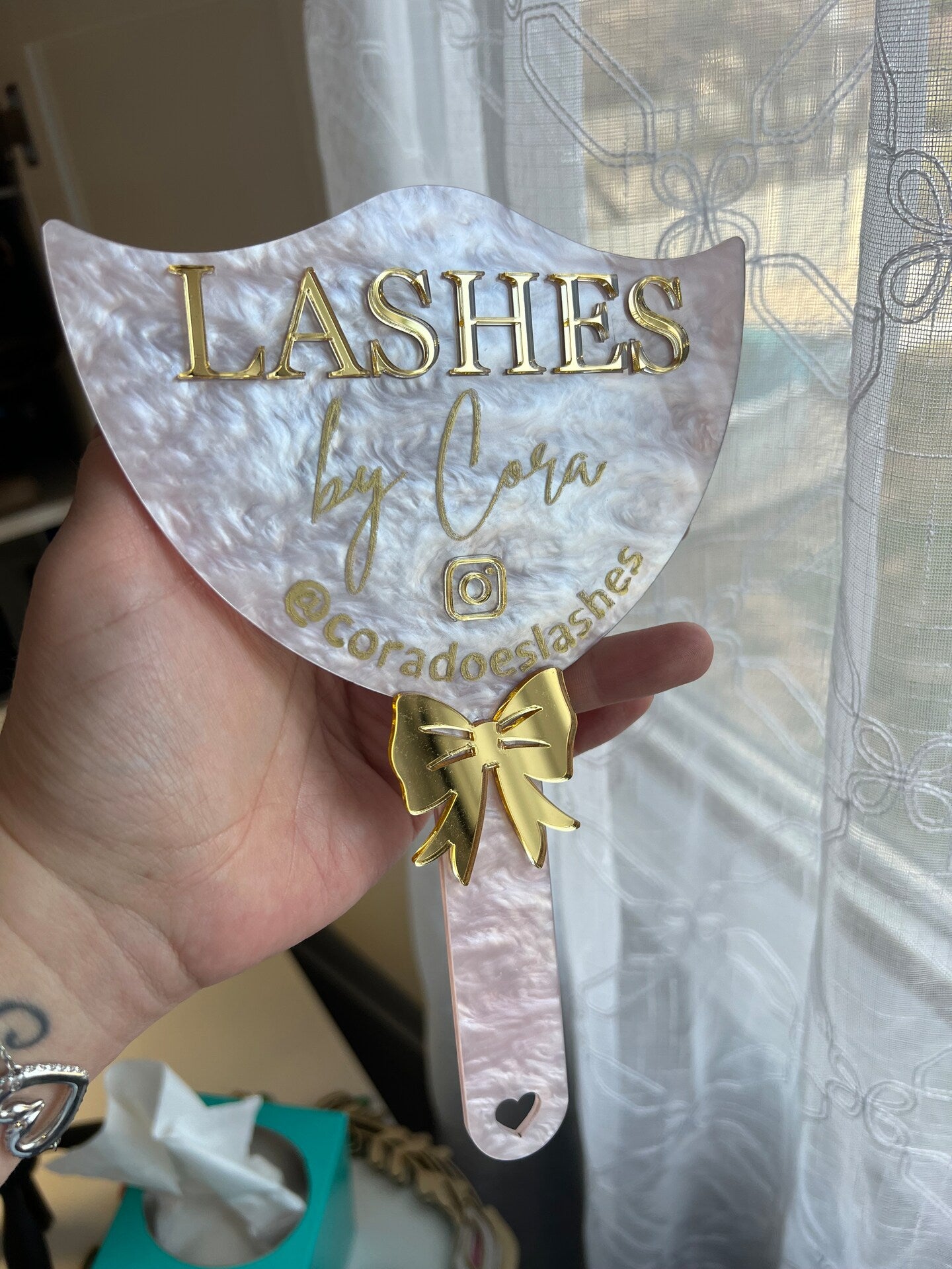 3D Lash Brow Sign Prop, Acrylic Lash Tech Photo Prop, Salon Decor, Eyelash Beauty Studio Gift, Personalized lash brow Prop With Bow Mirror