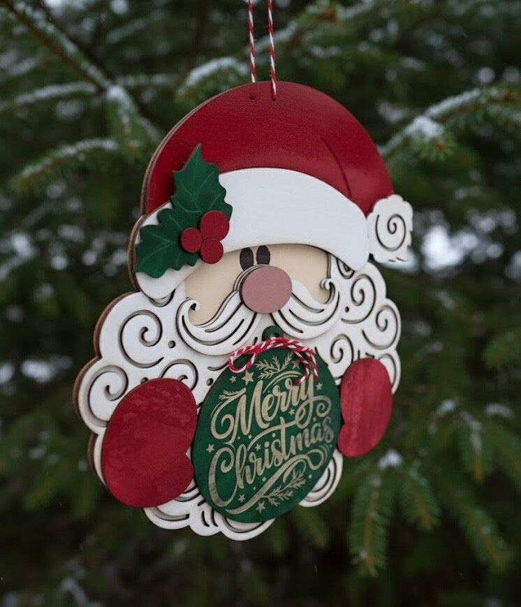 Santa Claus Wood Welcome Sign Merry Christmas Holiday Wall Sign Decor Saint Nicholas Handmade Personalized