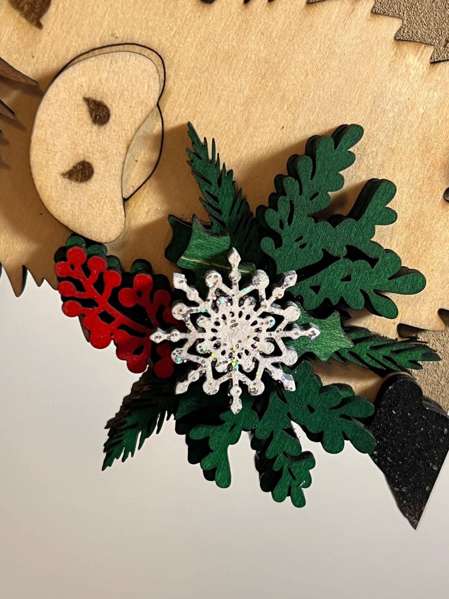 Highland Cow Brown Cow Wood Christmas Ornament Holiday Decor Mistletoe Boho Rustic Farmhouse