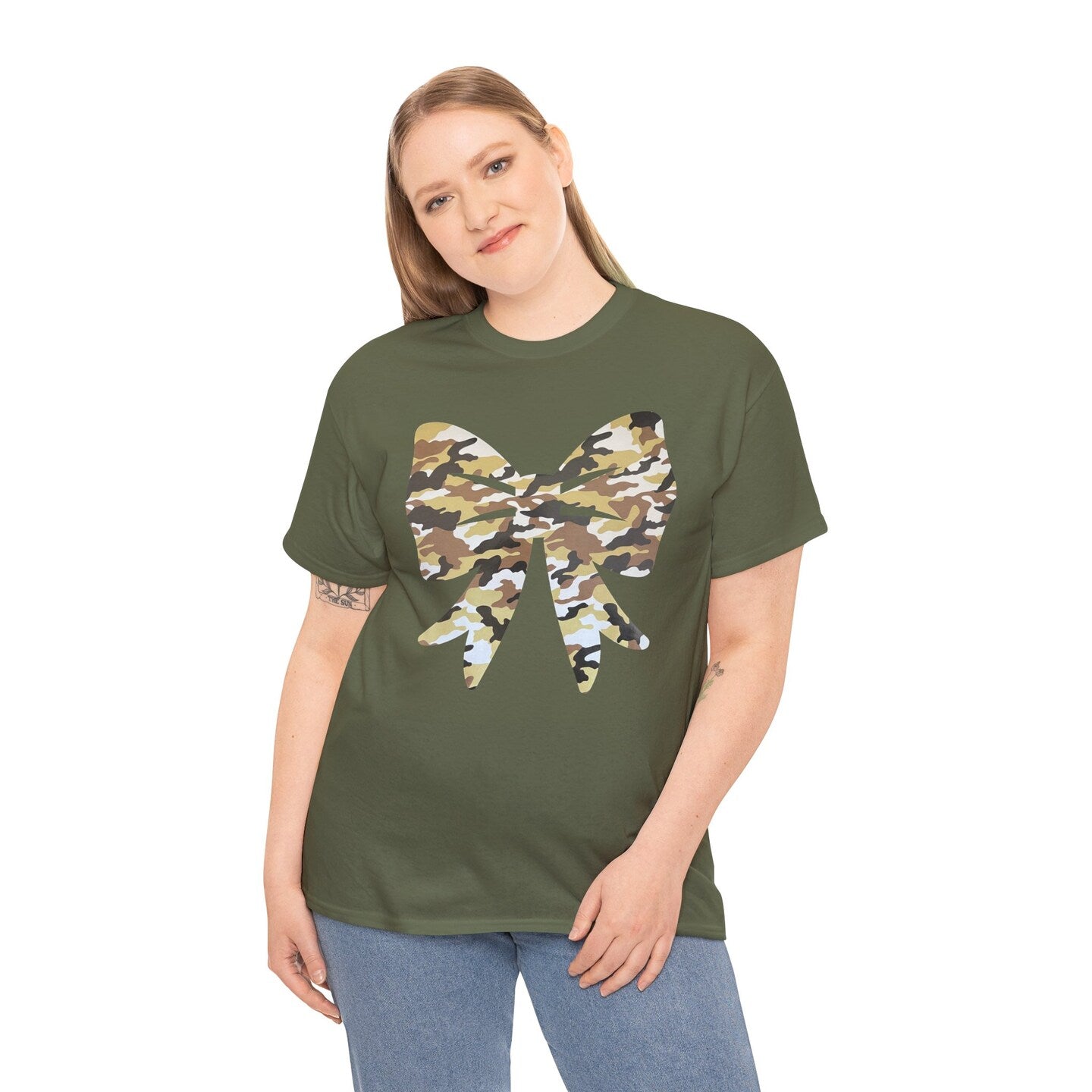 Military Crew Neck Sweatshirt T-Shirt Coquette Bow Hunting Camo Camouflage Mossy Oak Custom