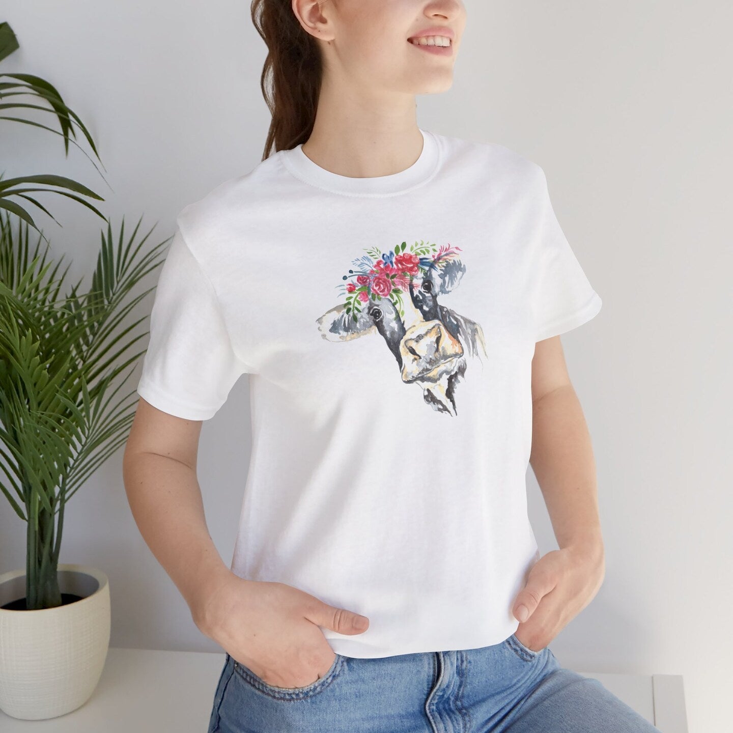 Farm T-Shirt Truck Flowers Floral Pig Highland Cow Mini Cow Flower Crown Cowboy Country Boot Western Watercolor Summer Women Men Unisex