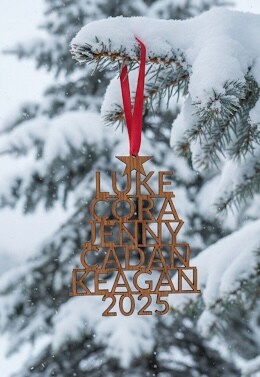 Family Name Christmas Tree Ornament Holiday Wood Personalized Family Names Year 2025 Cat Dog Pet Farmhouse Rustic Boho