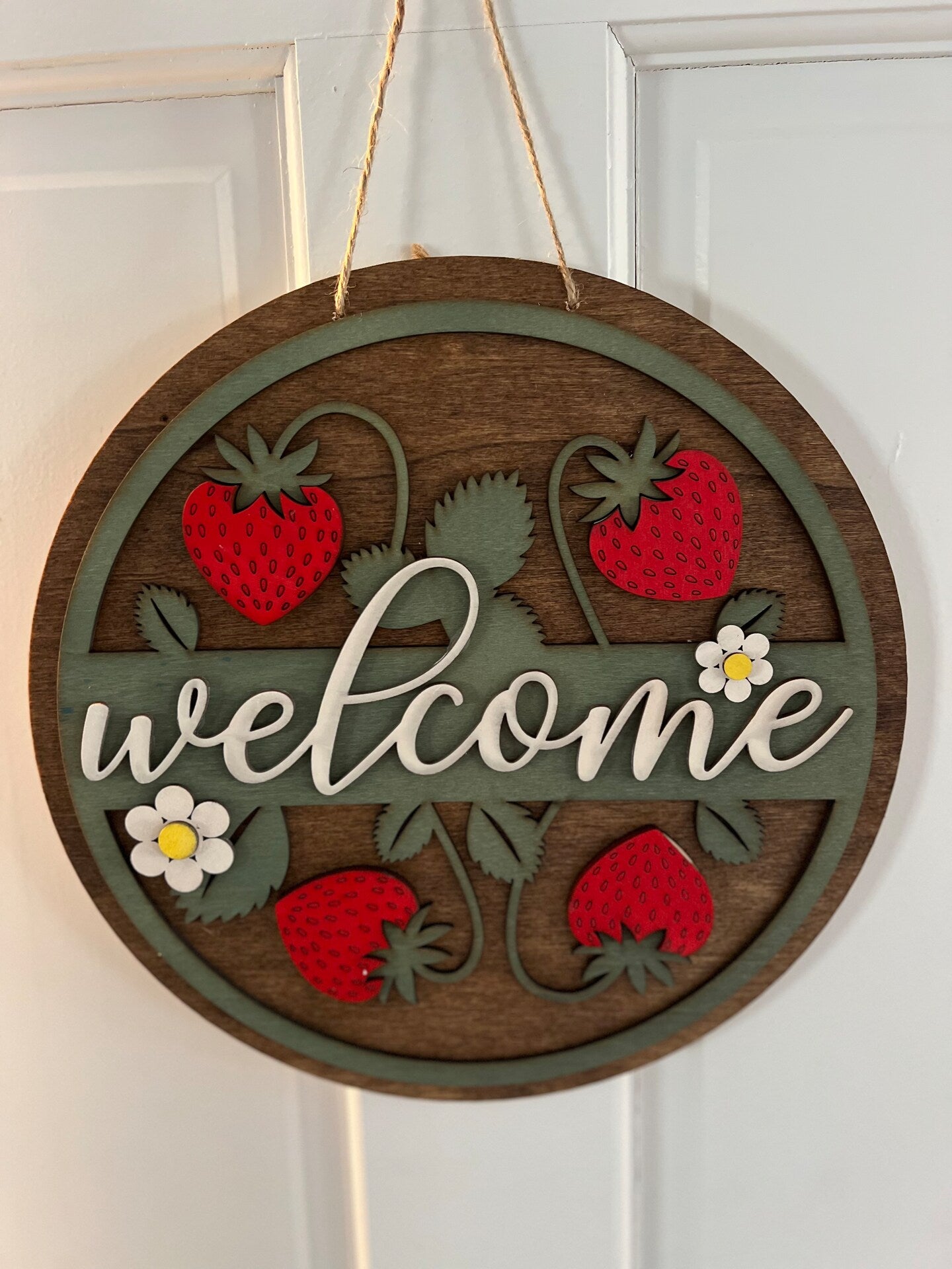 Strawberry Lemon Wood Welcome Door Sign Wall Sign Summer Decor Fruit Farmhouse Handmade Kitchen Sign