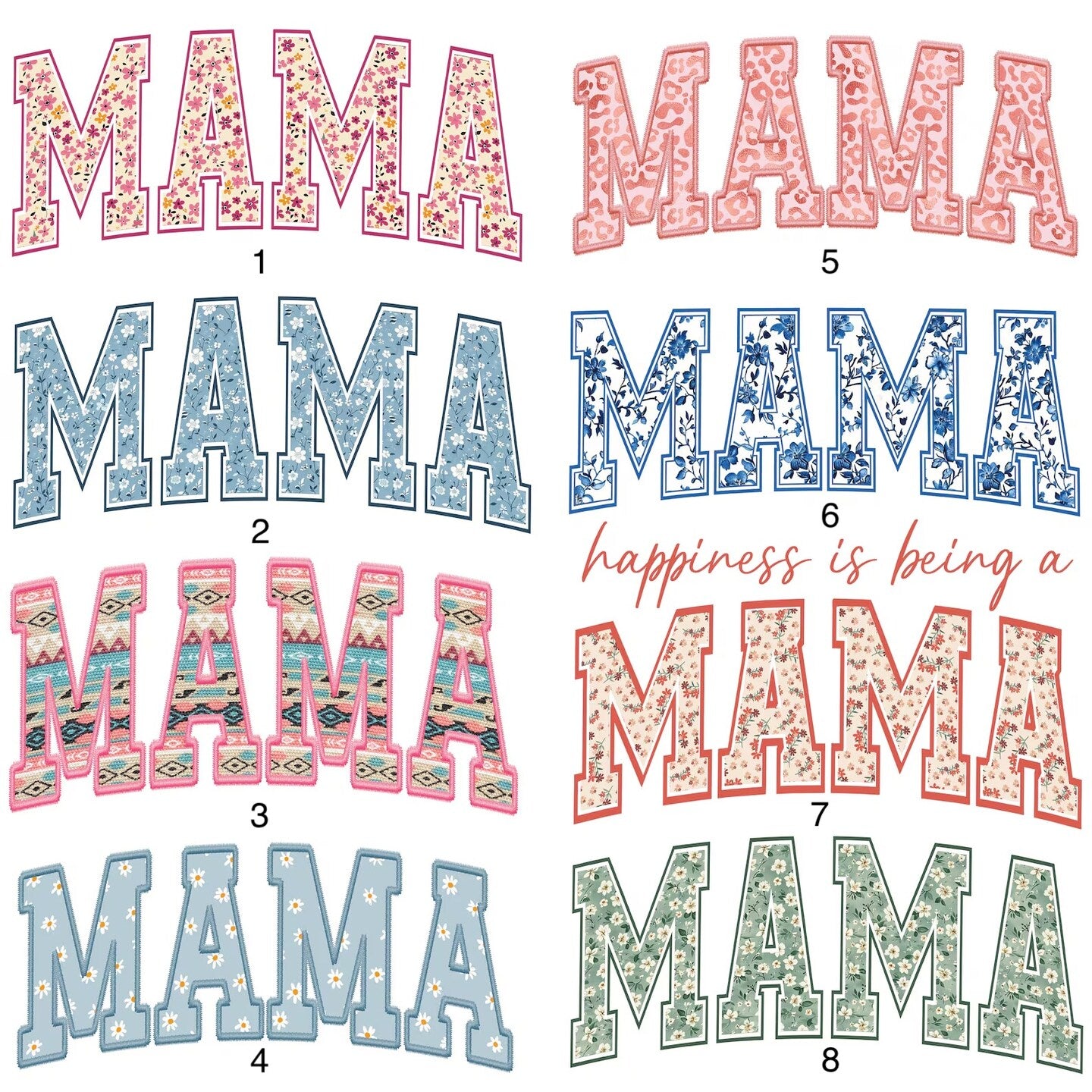 Mama Sweatshirt T-Shirt Crew Neck Retro Floral Cheetah Boho Pink Blue Green Mom Mother Shirt