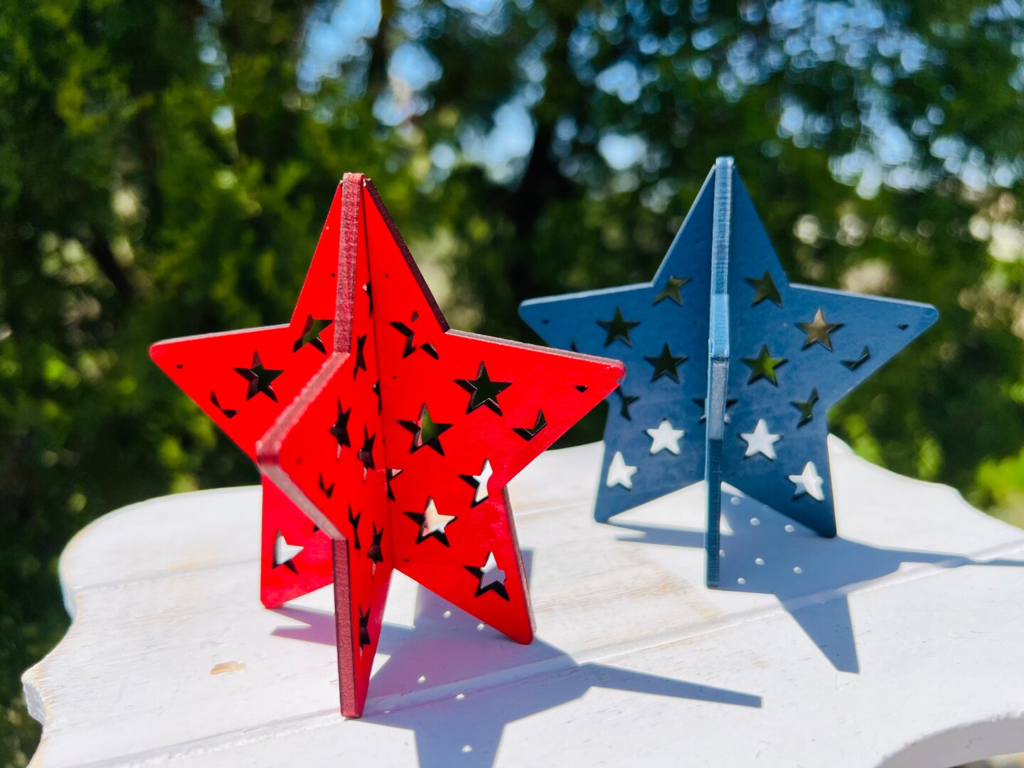 Patriotic Wooden Star Decor Set | Rustic American Flag Stars | Summer Table Accents | 4th of July Memorial Day Decorations