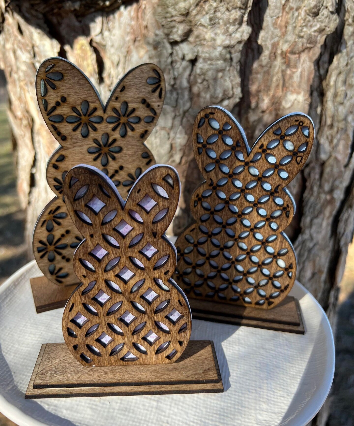 Wood Bunny Rabbit Spring Decor Boho Easter Decor Table Decor Hippie Rustic Handmade Farmhouse French Country