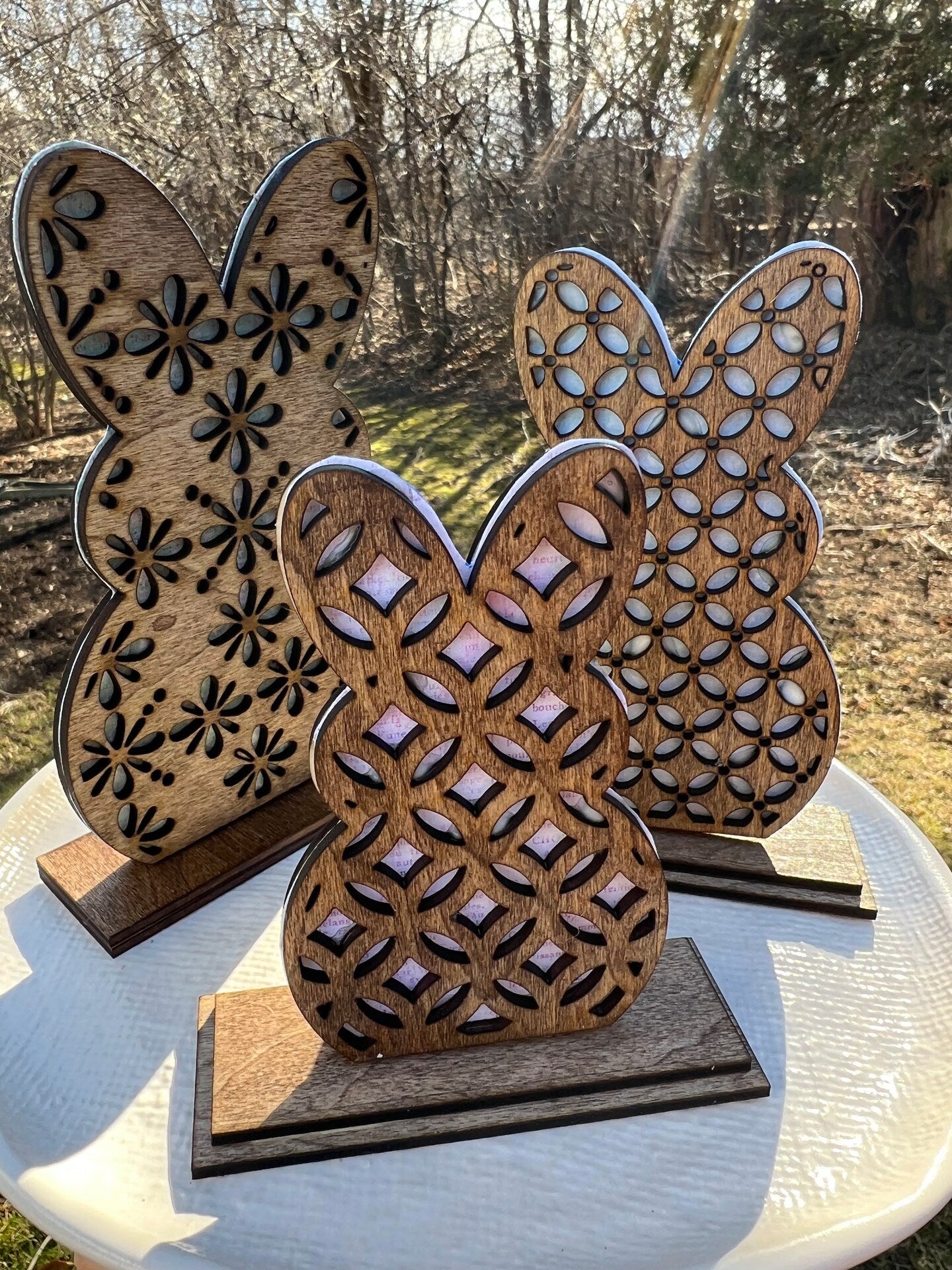 Wood Bunny Rabbit Spring Decor Boho Easter Decor Table Decor Hippie Rustic Handmade Farmhouse French Country