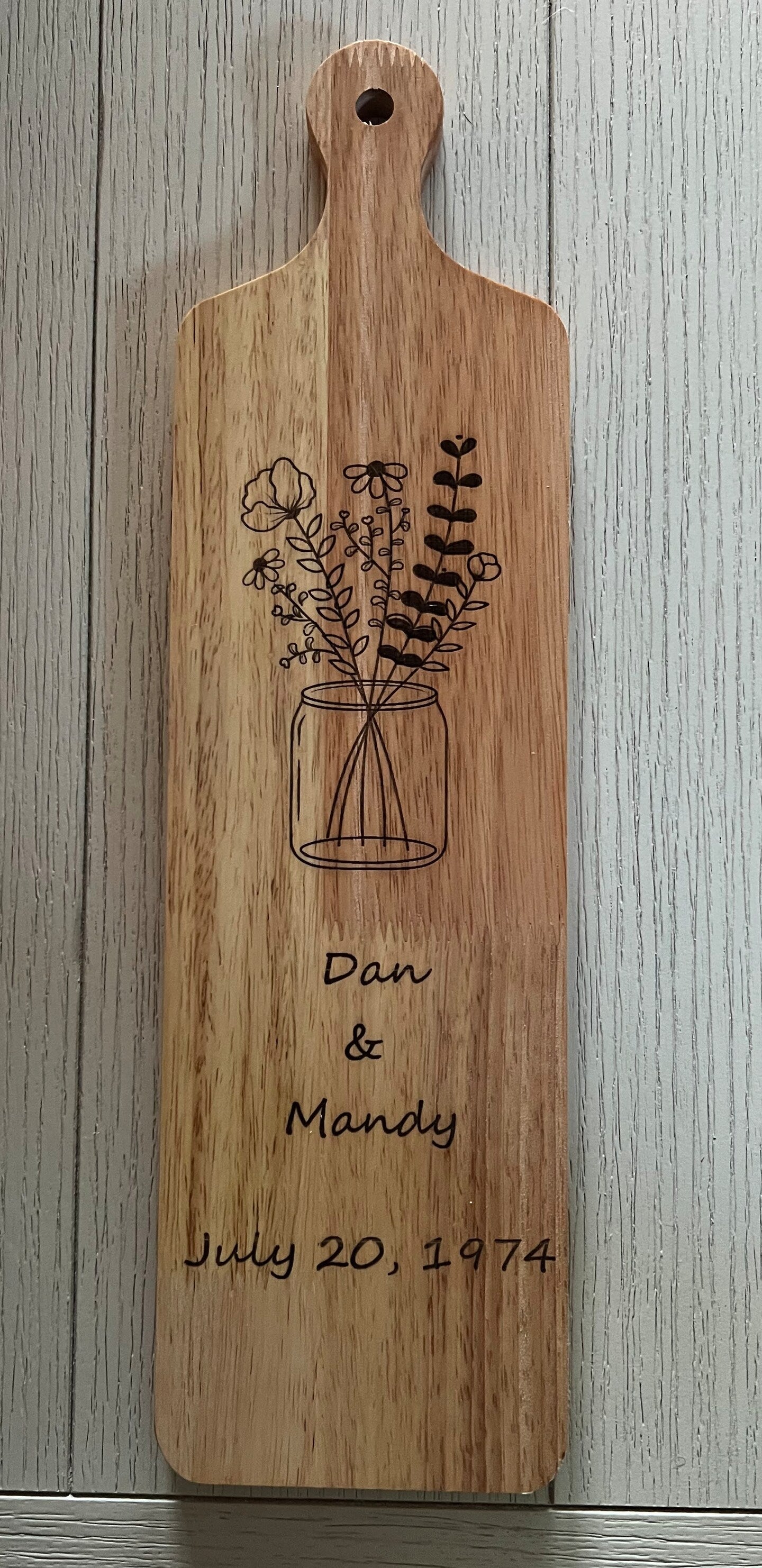 Wood Charcuterie Board Personalized Custom Cheese Platter Cutting Board Name Floral Flower Kitchen Handmade Wedding Gift Anniversary Gift