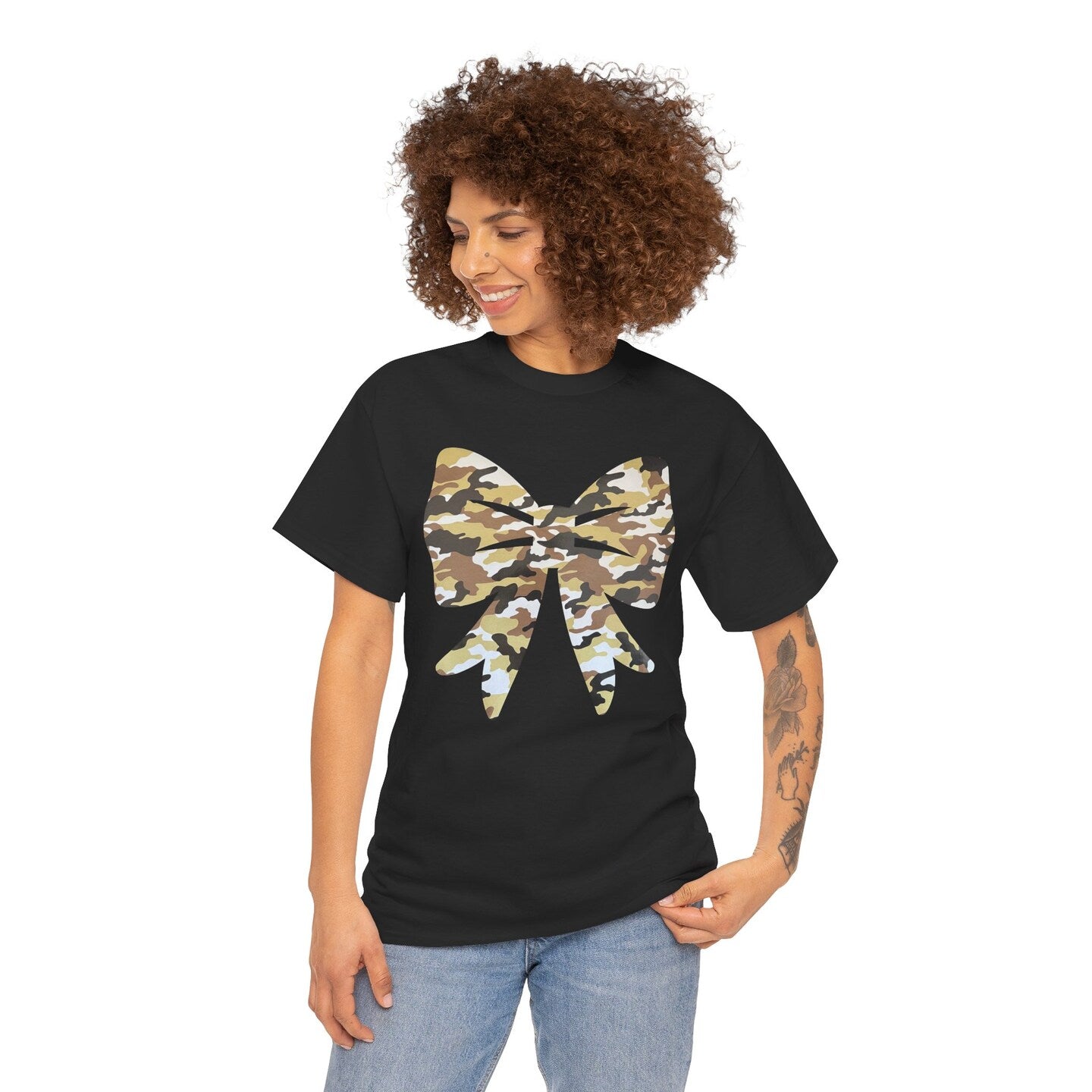 Military Crew Neck Sweatshirt T-Shirt Coquette Bow Hunting Camo Camouflage Mossy Oak Custom
