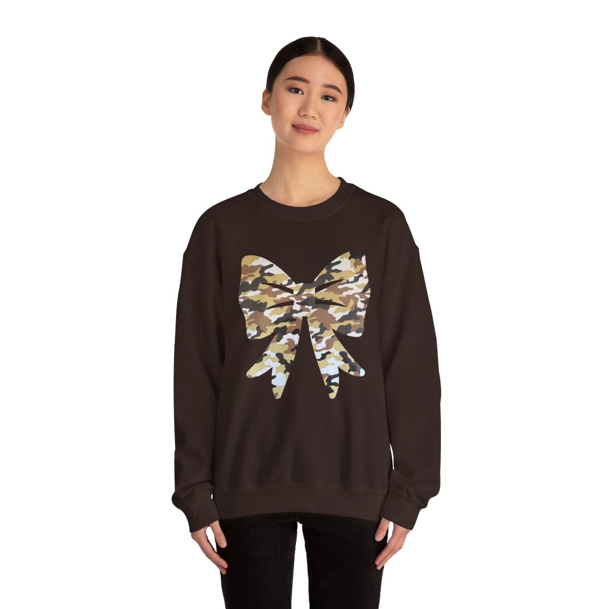 Military Crew Neck Sweatshirt T-Shirt Coquette Bow Hunting Camo Camouflage Mossy Oak Custom