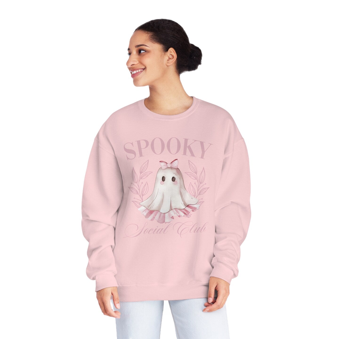Pumpkin Ghost Ribbon Bows T-Shirt Sweatshirt Halloween Fall Autumn Pink Girly Watercolor Coquette Bow