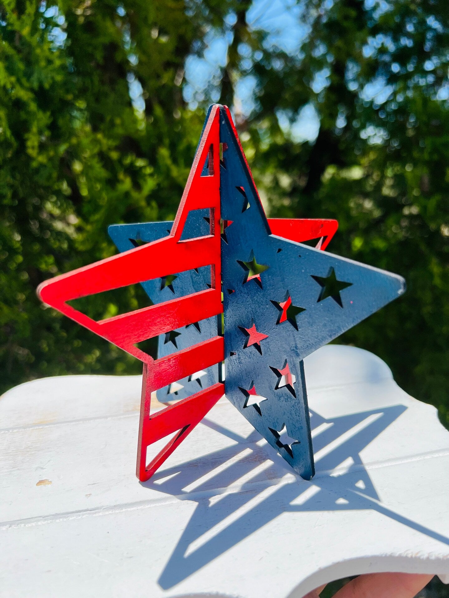Patriotic Wooden Star Decor Set | Rustic American Flag Stars | Summer Table Accents | 4th of July Memorial Day Decorations