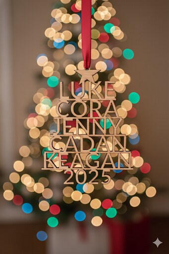 Family Name Christmas Tree Ornament Holiday Wood Personalized Family Names Year 2025 Cat Dog Pet Farmhouse Rustic Boho