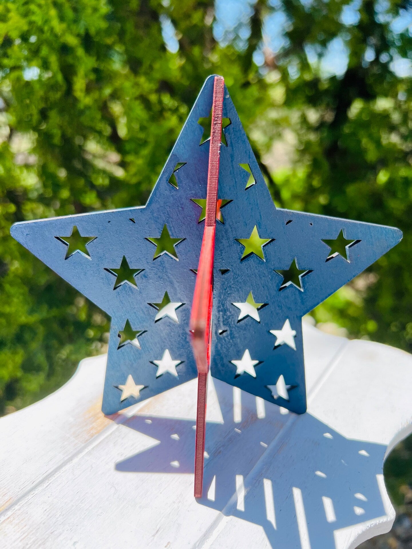 Patriotic Wooden Star Decor Set | Rustic American Flag Stars | Summer Table Accents | 4th of July Memorial Day Decorations