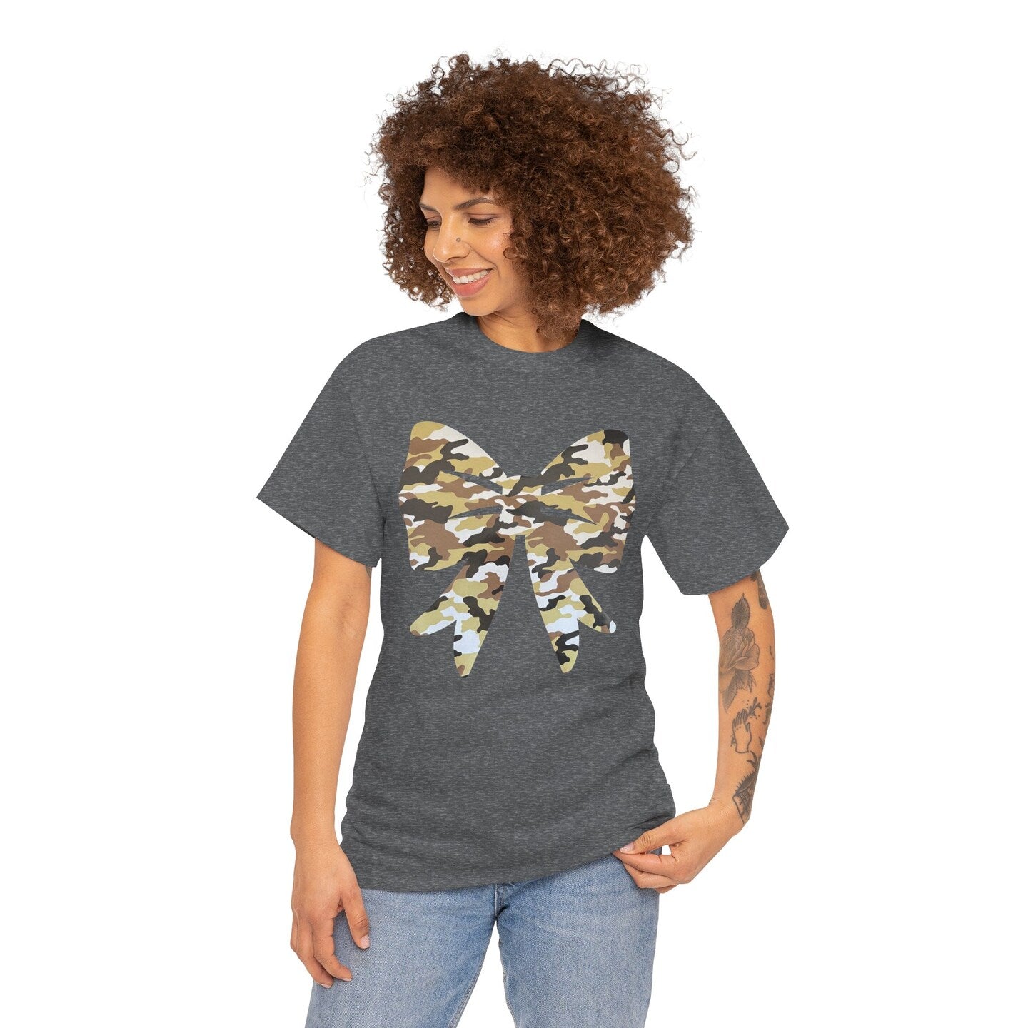 Military Crew Neck Sweatshirt T-Shirt Coquette Bow Hunting Camo Camouflage Mossy Oak Custom