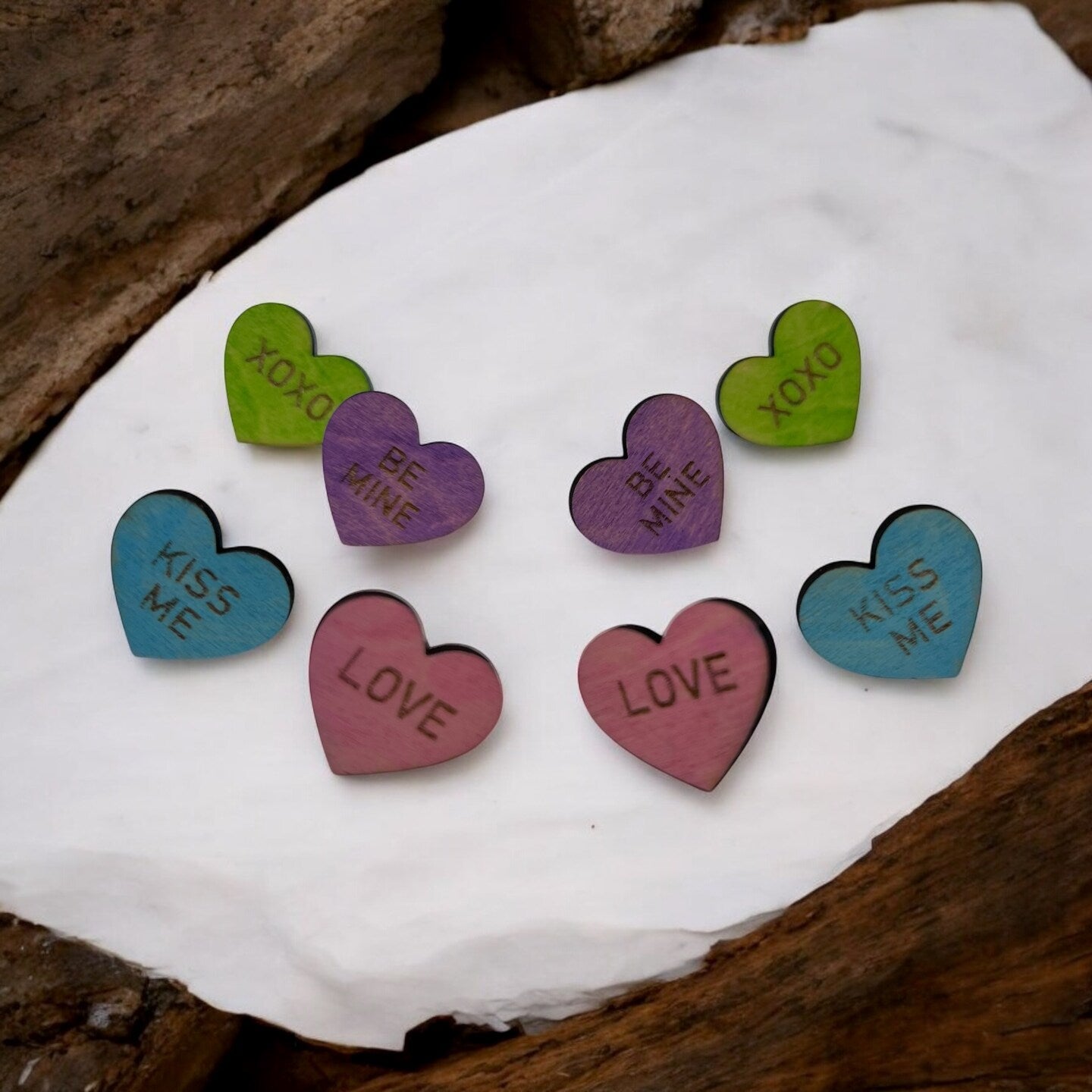 Sweet Heart Earrings Candy Valentine's Day Conversation Wood Stud Earring Set Valentine Gift