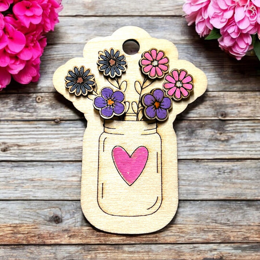Spring Flower Stud Earring Hand Painted Personalized Wood Set Mason Jar Mothers Day Gift Women Gift