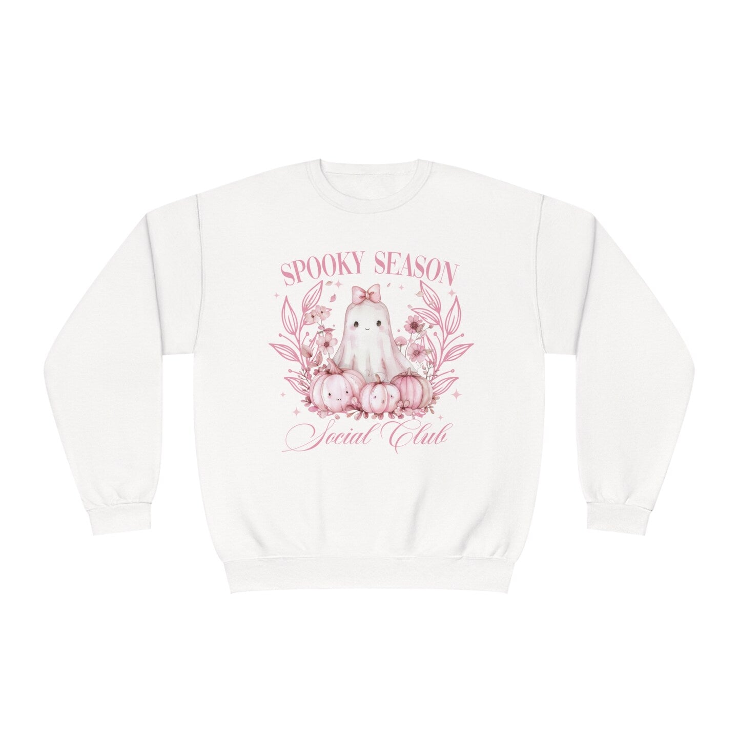 Pumpkin Ghost Ribbon Bows T-Shirt Sweatshirt Halloween Fall Autumn Pink Girly Watercolor Coquette Bow