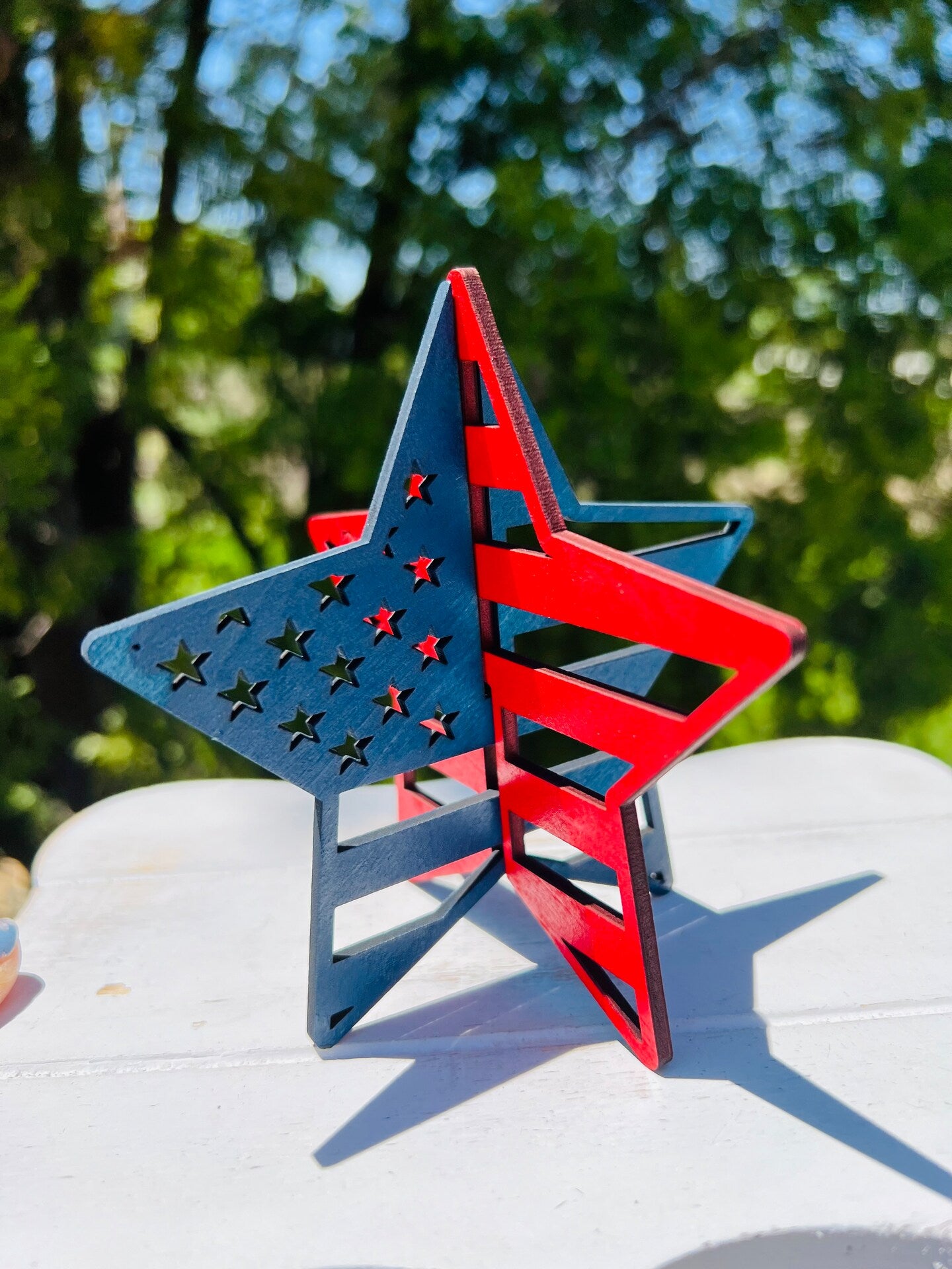 Patriotic Wooden Star Decor Set | Rustic American Flag Stars | Summer Table Accents | 4th of July Memorial Day Decorations