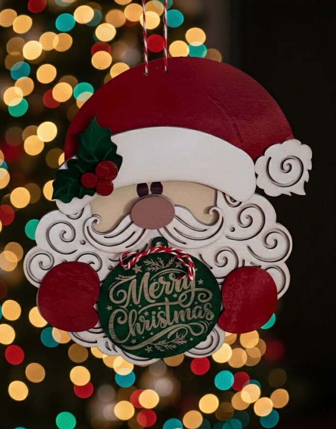 Santa Claus Wood Welcome Sign Merry Christmas Holiday Wall Sign Decor Saint Nicholas Handmade Personalized