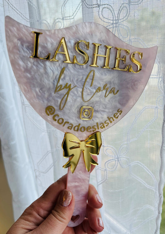 3D Lash Brow Sign Prop, Acrylic Lash Tech Photo Prop, Salon Decor, Eyelash Beauty Studio Gift, Personalized lash brow Prop With Bow Mirror