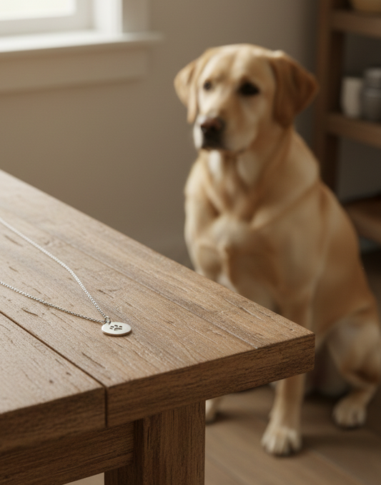 Dog Cat Paw Pet Mom Necklace Circle Coin Disc Engraved Etched Handmade Personalized Stamped Custom Metal Gold Silver