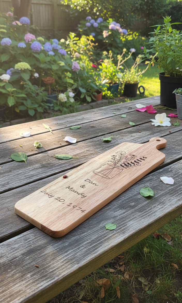 Wood Charcuterie Board Personalized Custom Cheese Platter Cutting Board Name Floral Flower Kitchen Handmade Wedding Gift Anniversary Gift