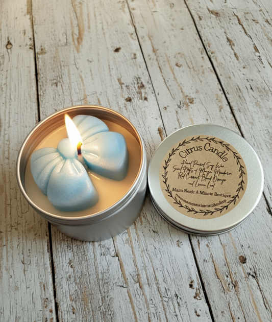 Small Citrus Fruit Tin Soy Candle Handpoured Coquette Bow Orange Strawberry Pineapple Shower Gift Party Favor Wedding Favor Personalized