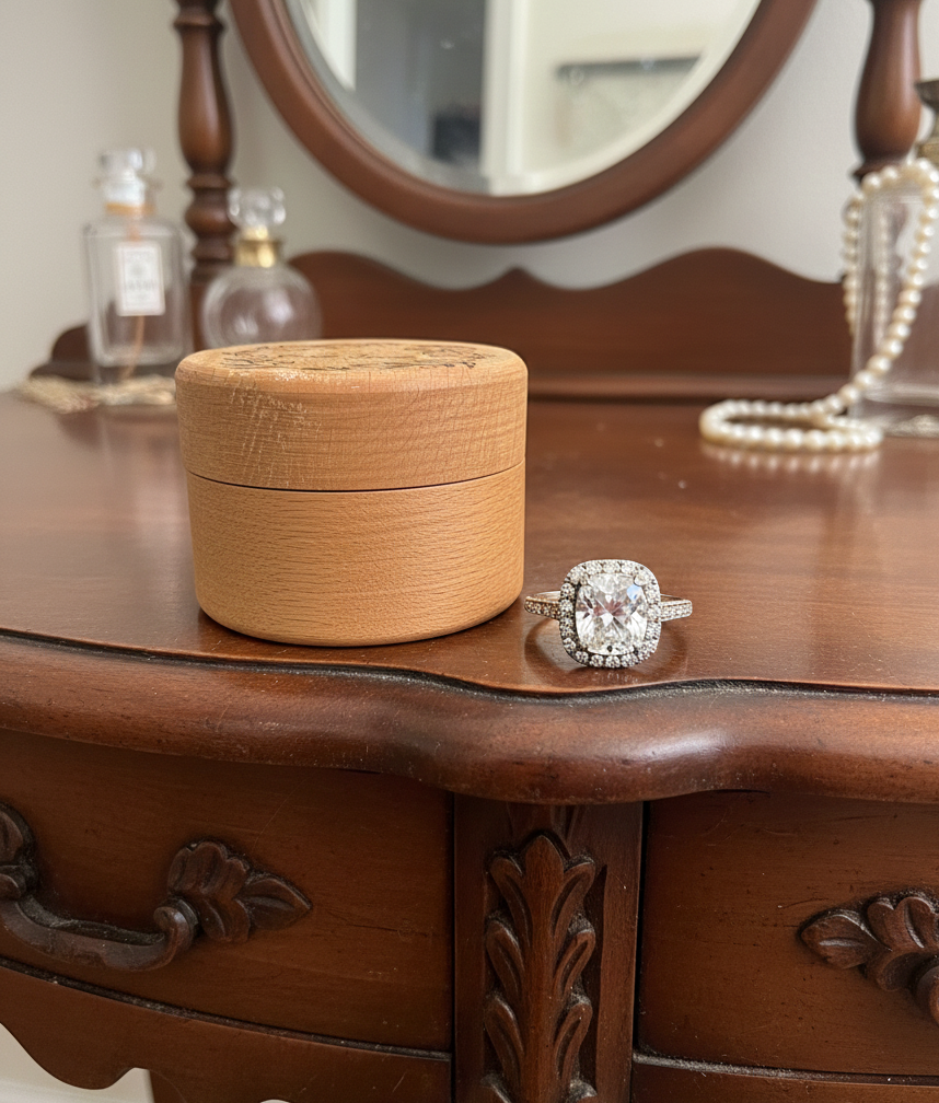 Personalized Jewelry Box Custom With Name Flowers Flower Round Circle Ring Box Pill Box Wood Wedding Favor