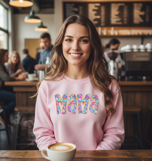 Floral Mama Coquette Bow Shirt Mama Flower Retro Mama Flower Mama Floral Nana Gigi Mimi Preppy Mama Mothers Day T-Shirt Crewneck