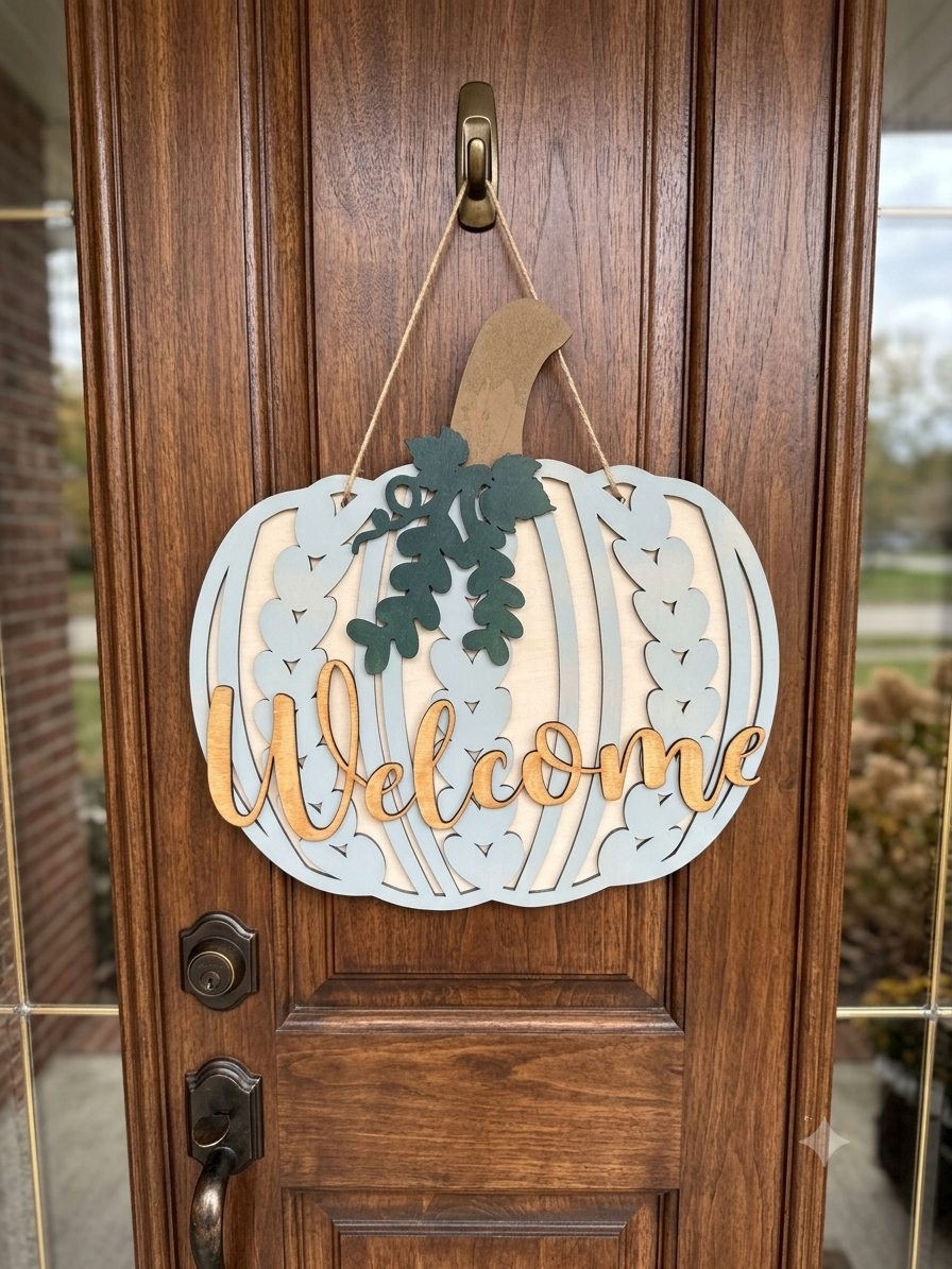 Wood Sweater Welcome Sign Pumpkin Fall Autumn Boho Farmhouse Decor Wall Hanging Door Hanging Winter Decor Door Sign Wall Sign