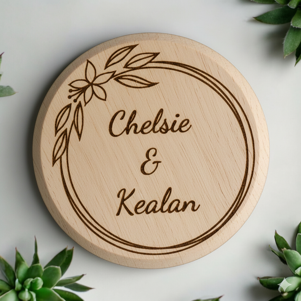 Personalized Jewelry Box Custom With Name Flowers Flower Round Circle Ring Box Pill Box Wood Wedding Favor