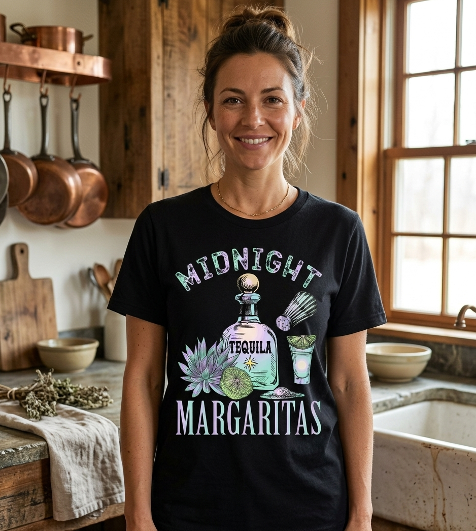Midnight Margaritas Halloween Shirt - Practical Magic Inspired Fall Sweatshirt - Spooky Season Tequila T-Shirt - Autumn Farmhouse Style