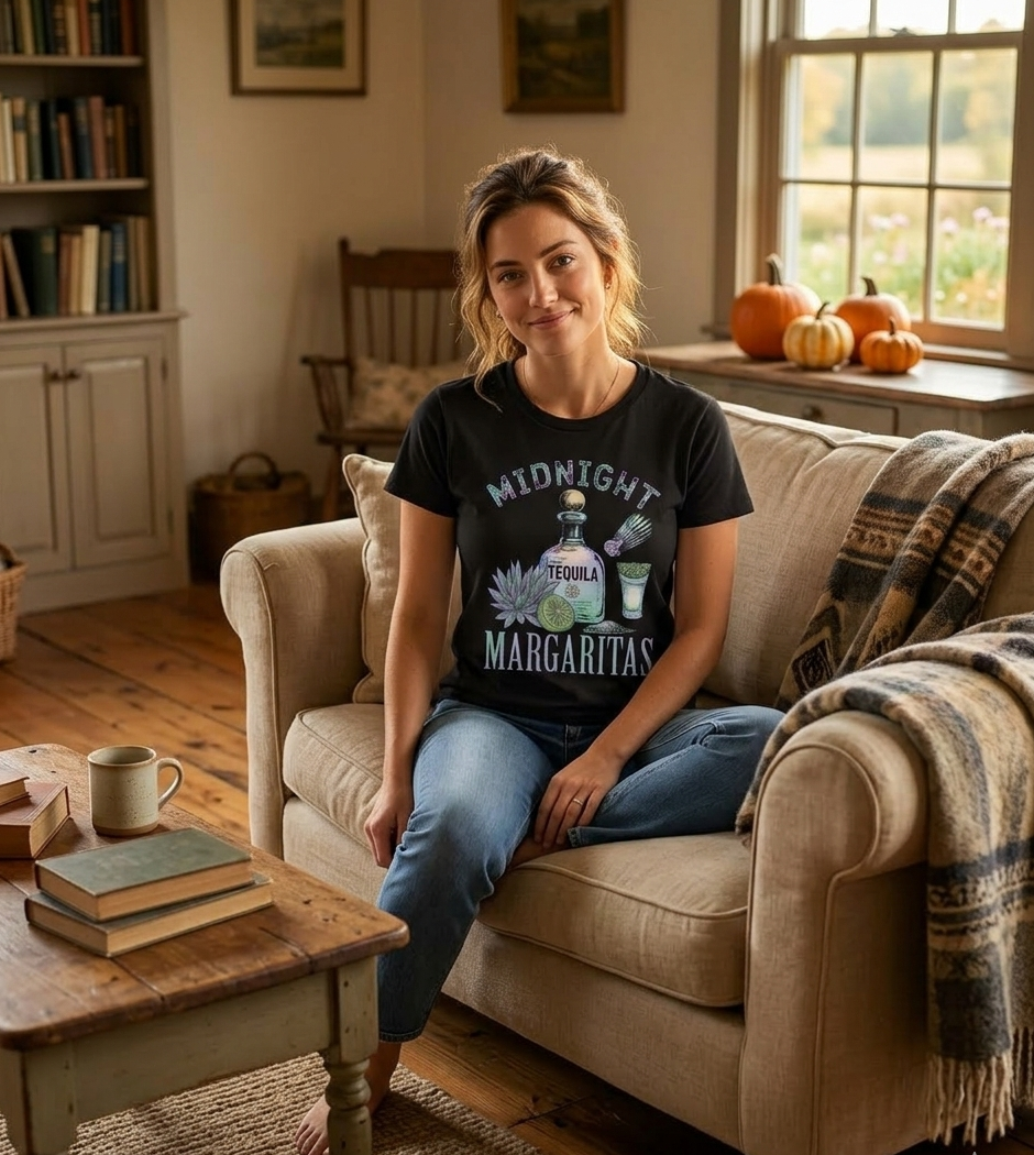 Midnight Margaritas Halloween Shirt - Practical Magic Inspired Fall Sweatshirt - Spooky Season Tequila T-Shirt - Autumn Farmhouse Style