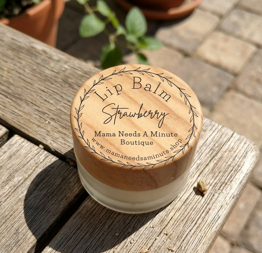 Handmade Lip Balm - Natural Shea Butter & Beeswax Lip Care Wood Lid Jar Lip Butter
