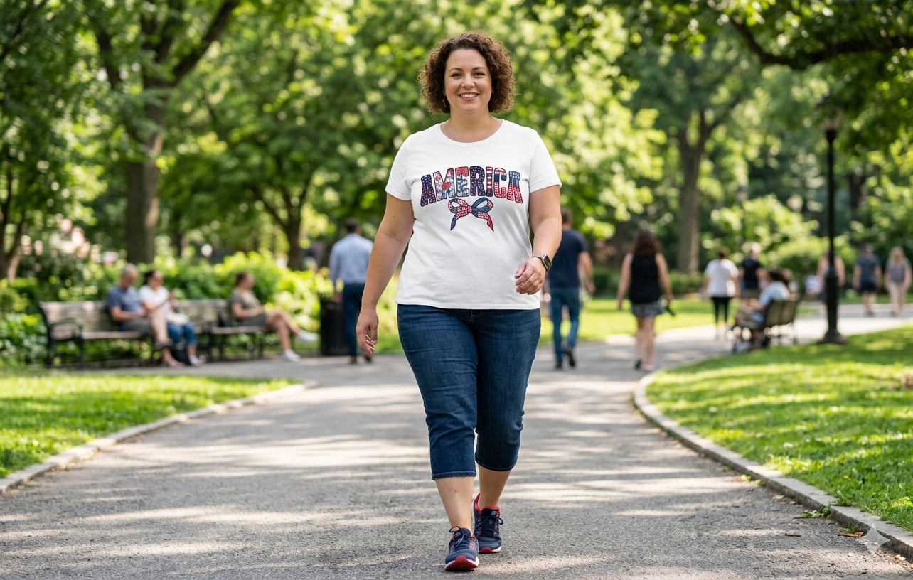 USA Floral Graphic Tee - Patriotic Red T-Shirt with Coquette Bows - 4th of July Summer Outfit - Americana Flowers Top