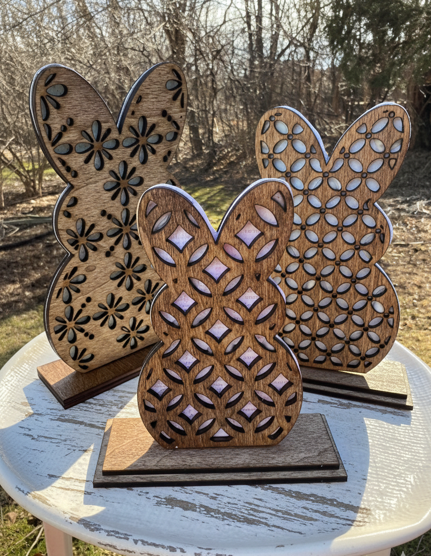 Wood Bunny Rabbit Spring Decor Boho Easter Decor Table Decor Hippie Rustic Handmade Farmhouse French Country