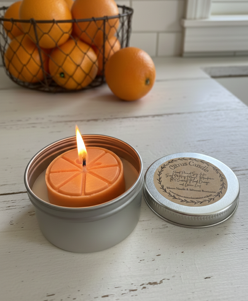 Small Citrus Fruit Tin Soy Candle Handpoured Coquette Bow Orange Strawberry Pineapple Shower Gift Party Favor Wedding Favor Personalized