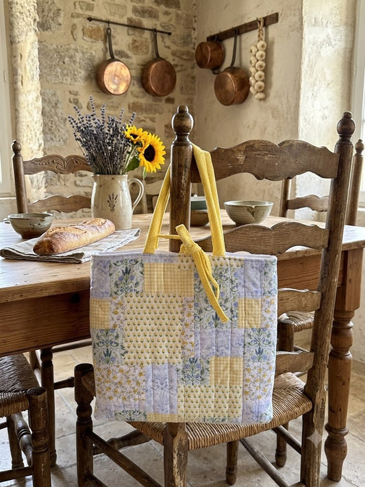 Handcrafted Floral Fabric Tote Bag Botanical Cottage Core Personalized Embroidered Reusable Shopping Bag Book Bag