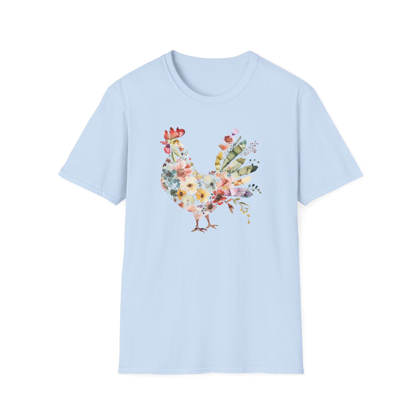 Watercolor Chicken Hen T-Shirt Floral Botanical Rooster Farmhouse Boho